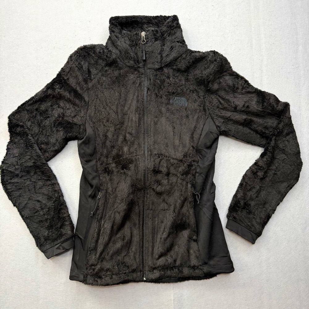 The North Face Osito Hybrid Fleece Jacket Womens Small S Black Fuzzy Full Zip